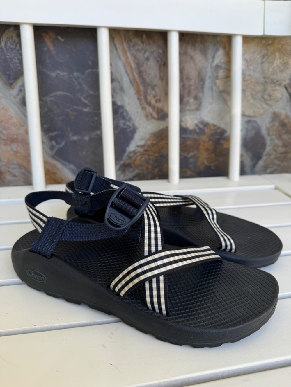 Chaco Women's Z/1 Adjustable Strap Classic Sandal Black White Checkered Plaid